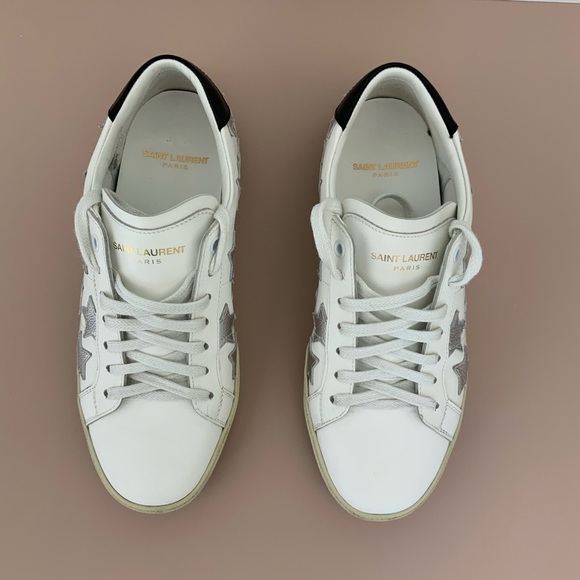 Saint Laurent Court Classic California Metallic Sneakers Sz 7 - Picture 3 of 12